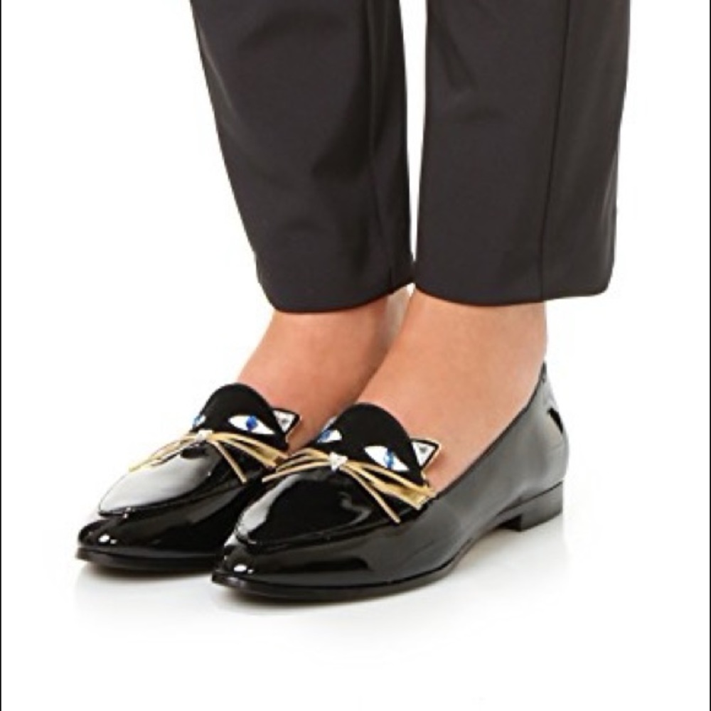 Kate Spade patent leather Cecilia black cat loafer